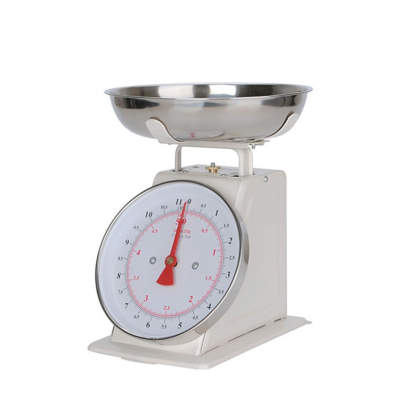(2-tlg. Set) Analoge Retro Küchenwaage   Abnehmbare 1L Edelstahl Schüssel - Grau / Silber