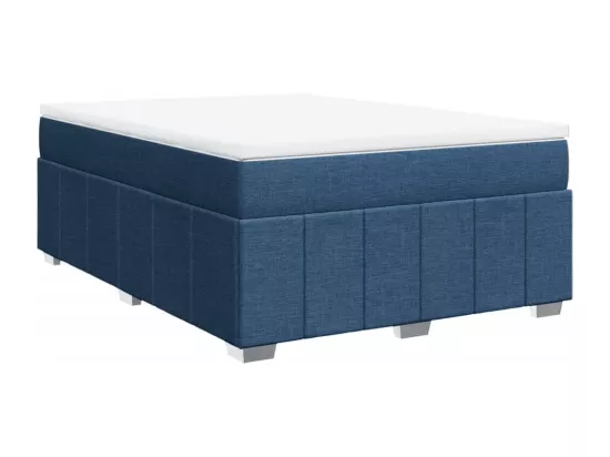 Sommier à lattes de lit avec matelas Bleu 160x200 cm Tissu
