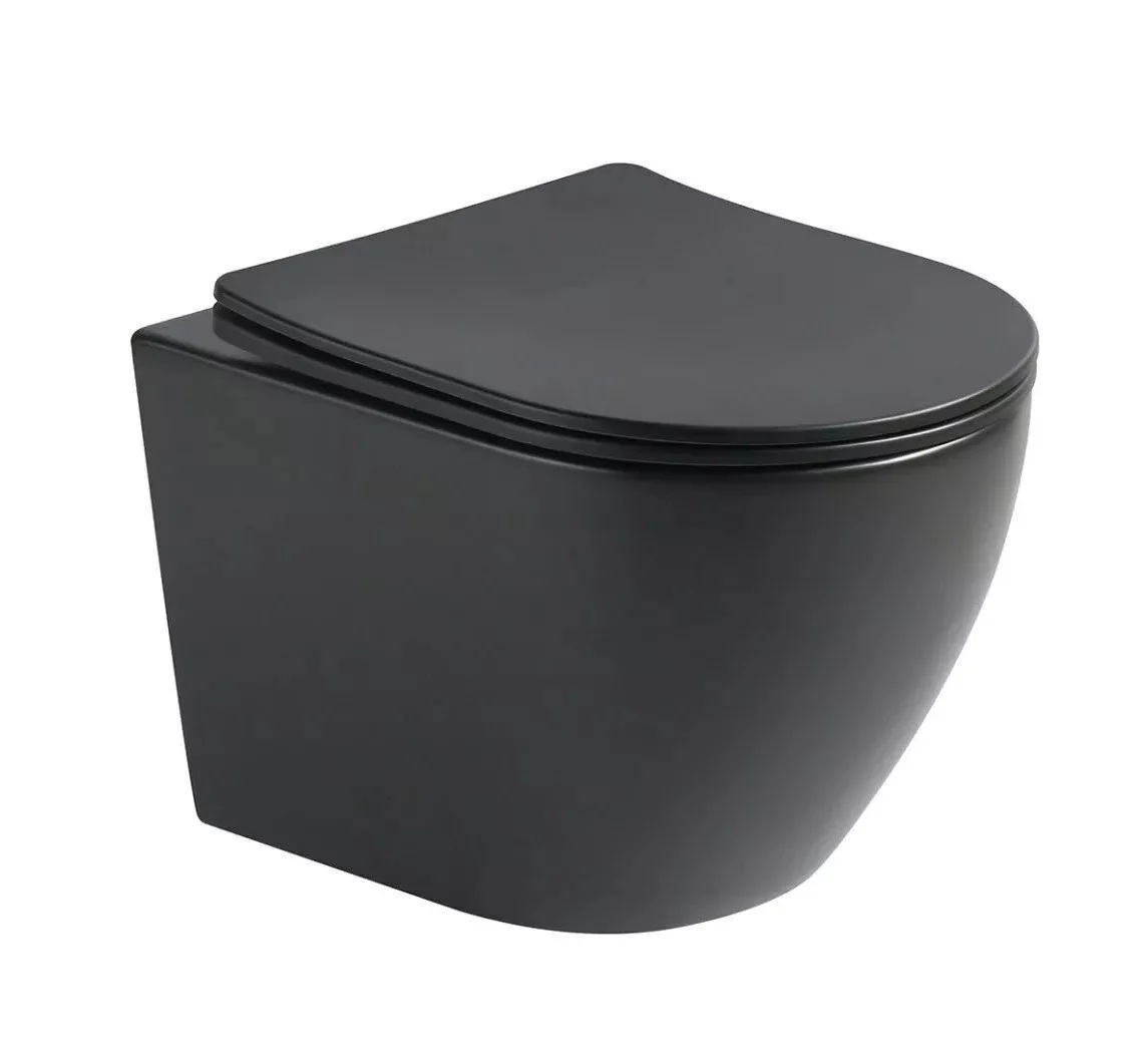 Lambini Design Kala hangend randloos toilet met softclose zitting zwart mat