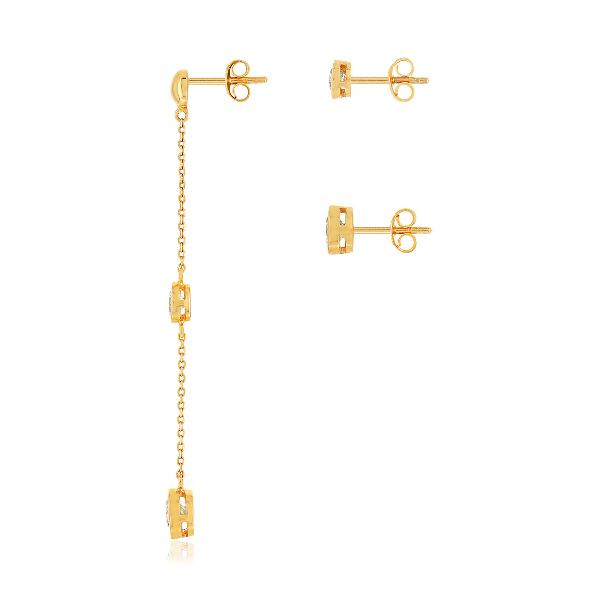 Boucles d'oreilles or jaune 375 zirconias