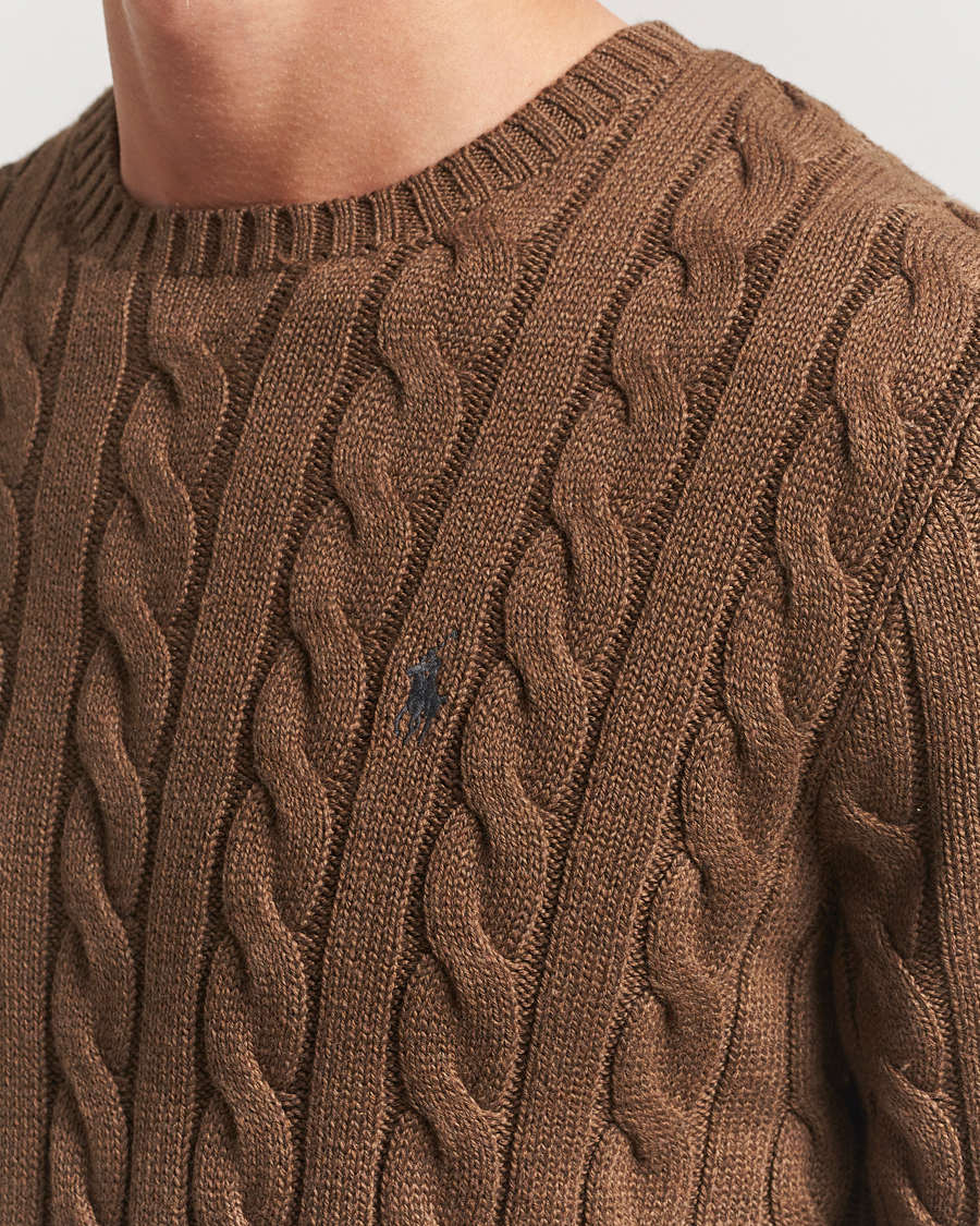 Polo Ralph Lauren Cotton Cable Pullover Coffee Brown Heather