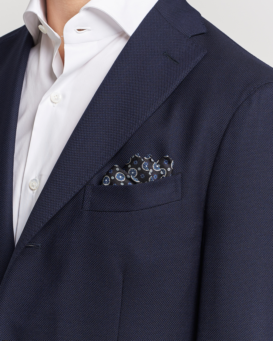 Amanda Christensen Medallion Silk Pocket Square Black