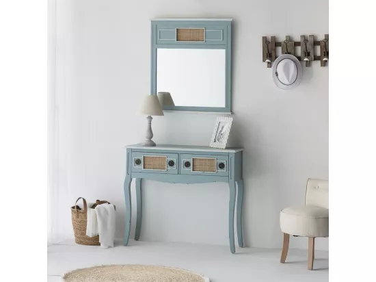 Console en bois bleu 90x33x77h