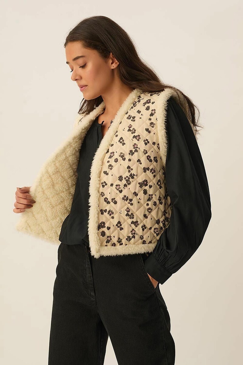 DES PETITS HAUTS<br>Jaqueta reversível sem mangas com estampa, ULMYR