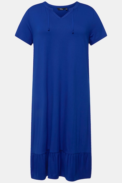 Jersey-Midikleid, A-Linie, Tunika-Ausschnitt, Halbarm
