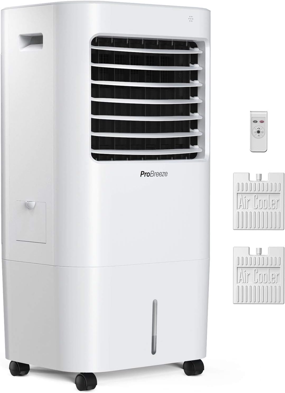 Pro Breeze 10L Mobiler Luftkühler, 4in1 mit 3 Stufen, LED Anzeige und Fernbedienung, Mobiles Klimagerät ohne Abluftschlauch für Luftkühlung, Ventilation, Befeuchtung, inkl. Timer & Oszillation, Weiß