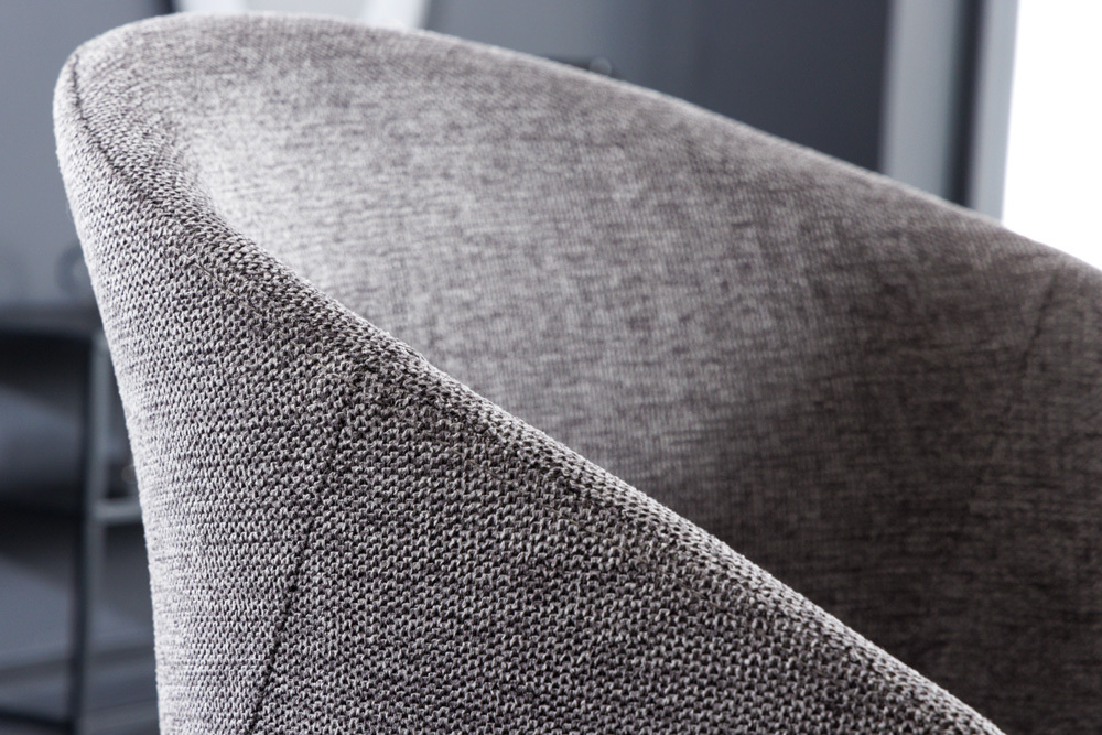 Design Stuhl NORDIC STAR grau Strukturstoff Massivholz mit Armlehne gepolstert
