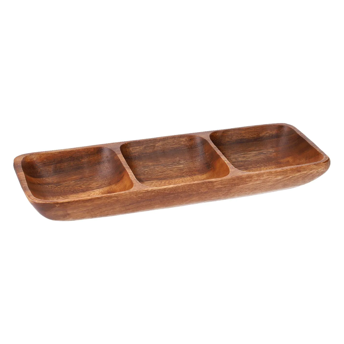 Holzschale mit drei Fächern, 11x33cm
