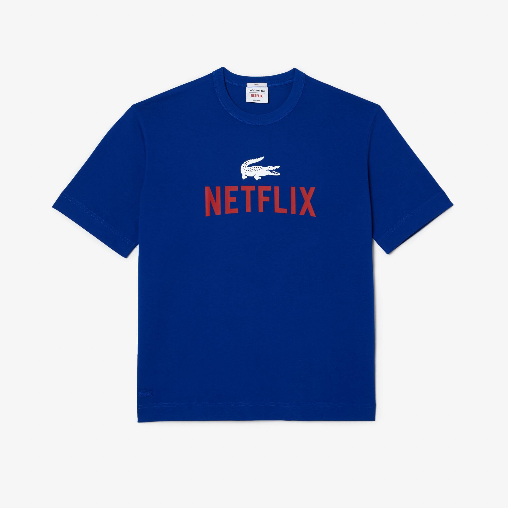 T-shirt unisexe Lacoste x Netflix loose fit en coton biologique T-Shirts - Bleu - Lacoste - Unisex