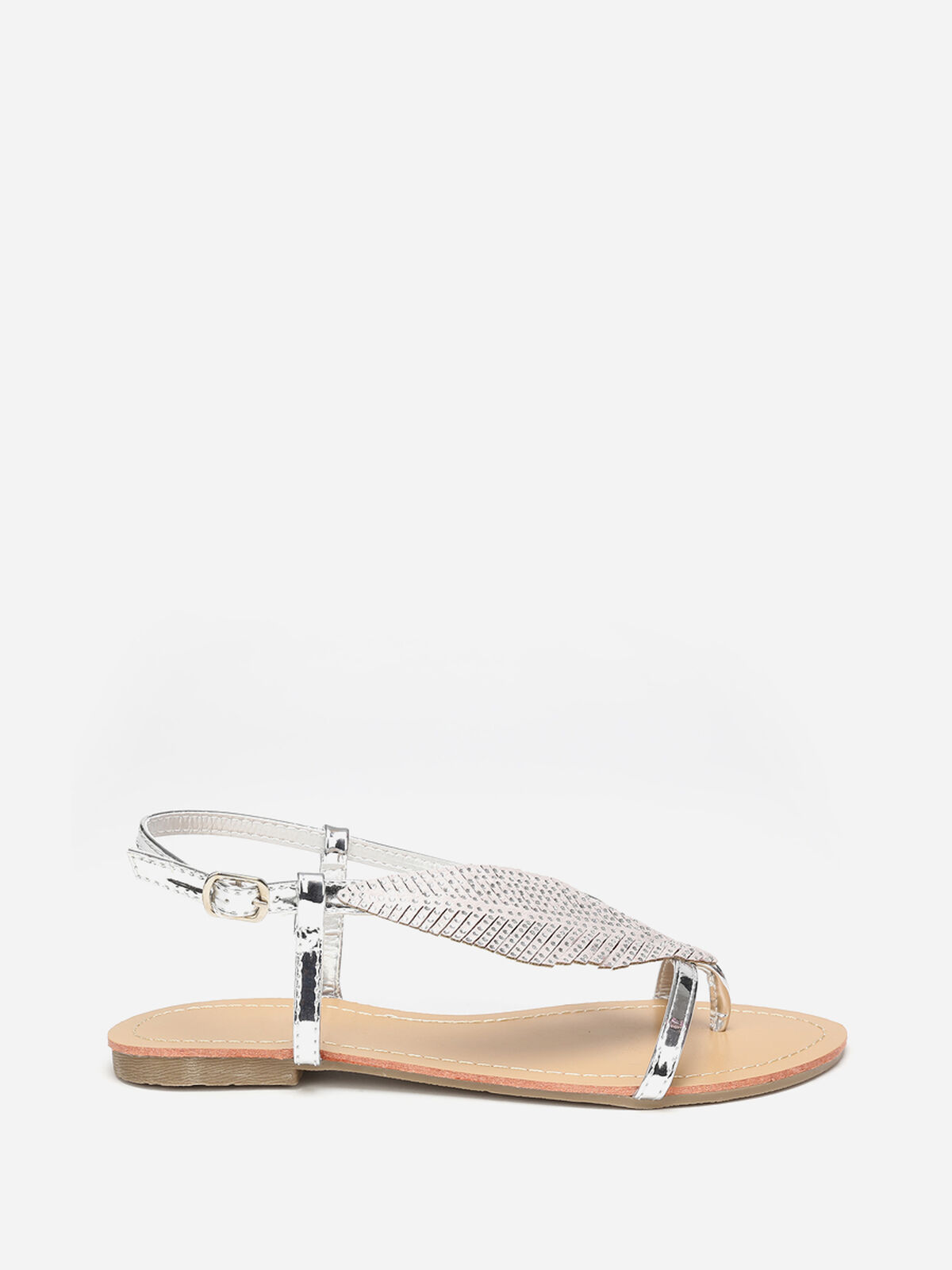 Nu-pieds à feuille en strass- Argenté