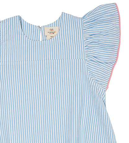 Copenhagen Colors Kleid - Sky Blue W. Cream Stripe W. Pink