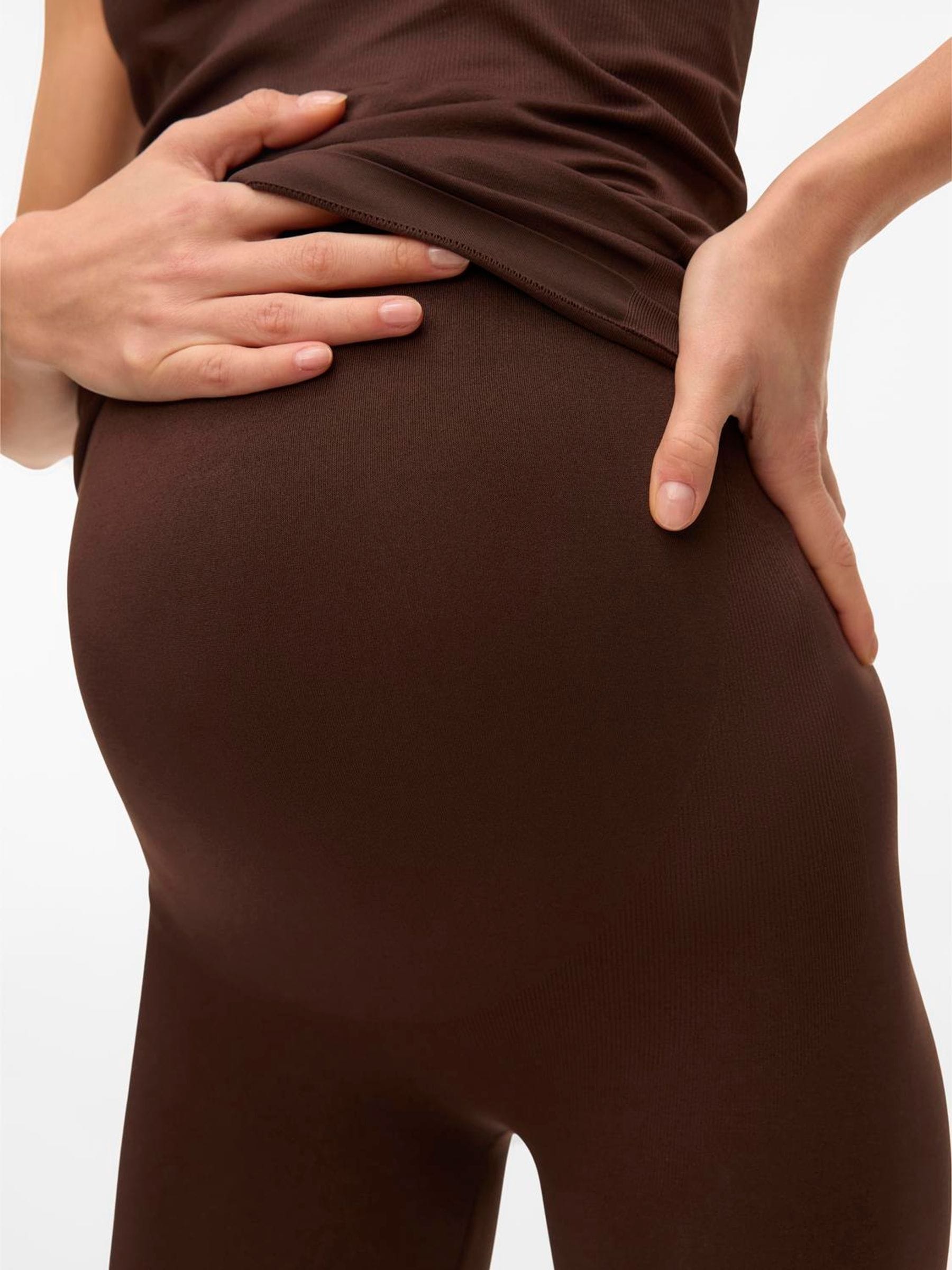 Donkerbruin - Mamalicious Maternity Seamless Leggings