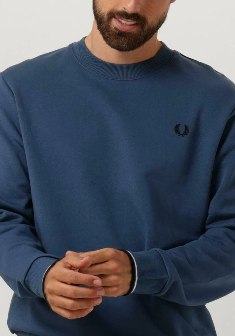 FRED PERRY blauwe fred perry trui crew neck sweatshirt