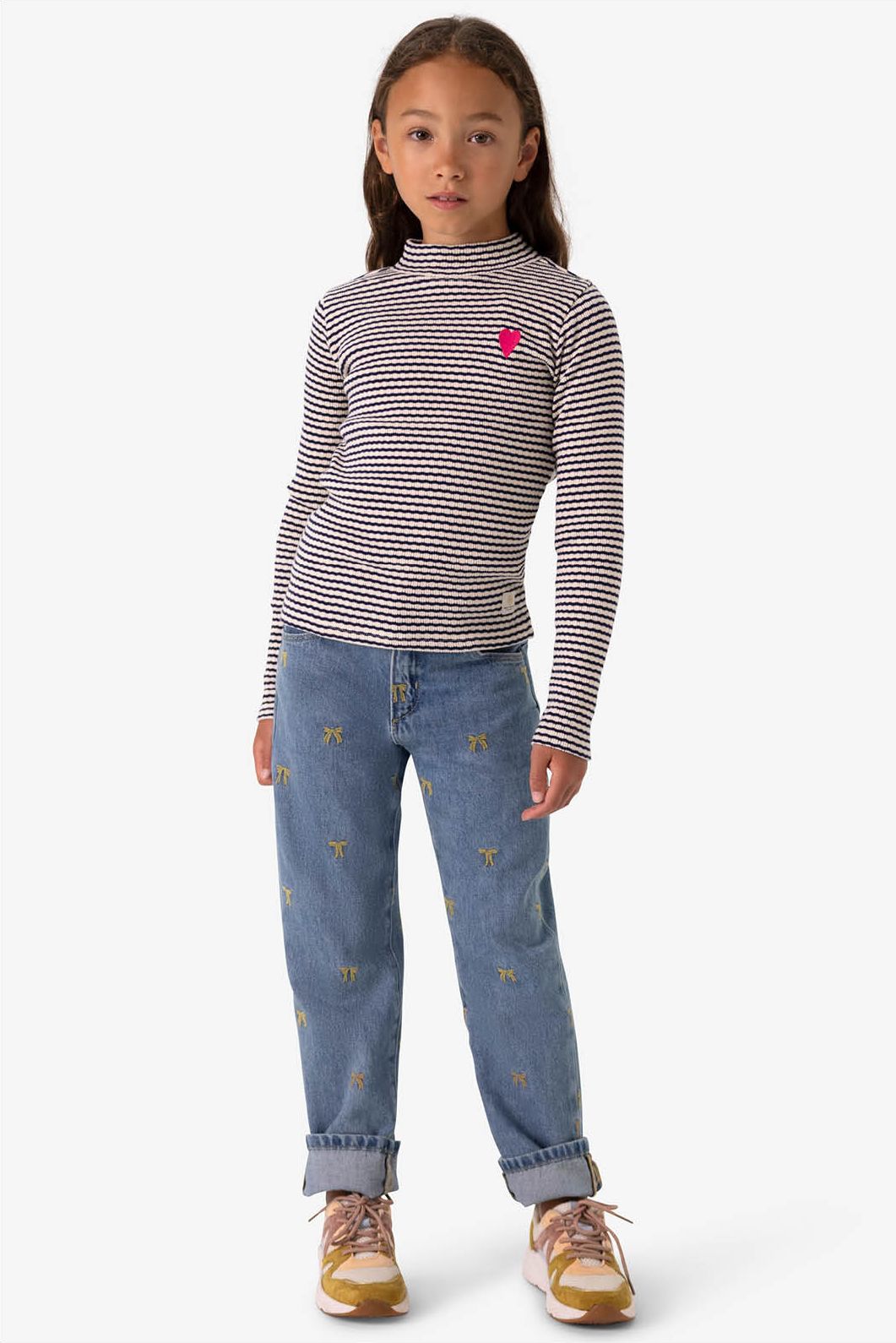 Blauwe tapered jeans met embroidery