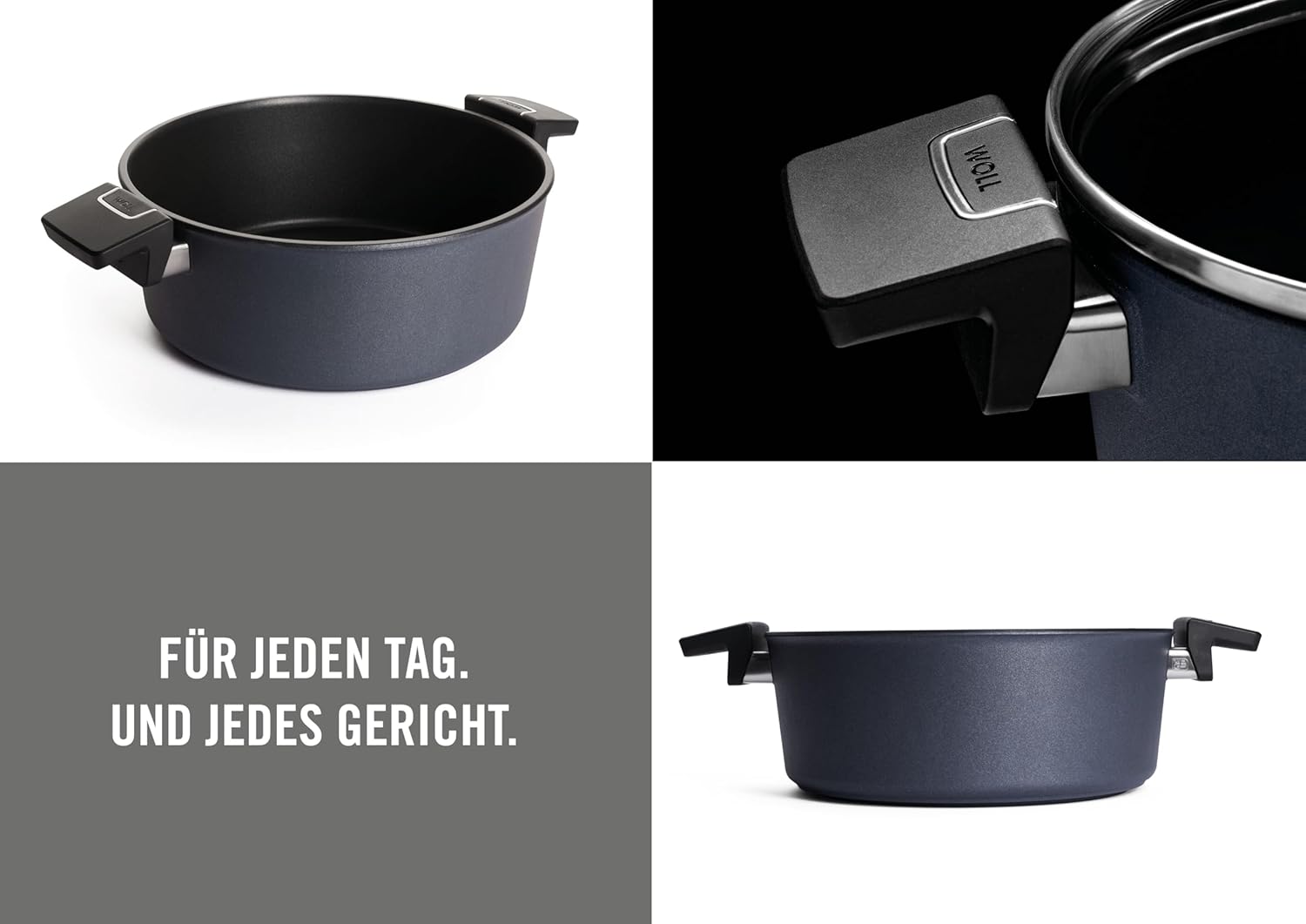 Woll – Diamond Lite Kasserolle Ø 28 cm, 4,5 Liter mit 2 Seitengriffen – Antihafttopf aus Aluminiumguss, backofenfest, geeignet für Ceran, Gas, Elektro & Halogen – Kasserolle – Kochtopf