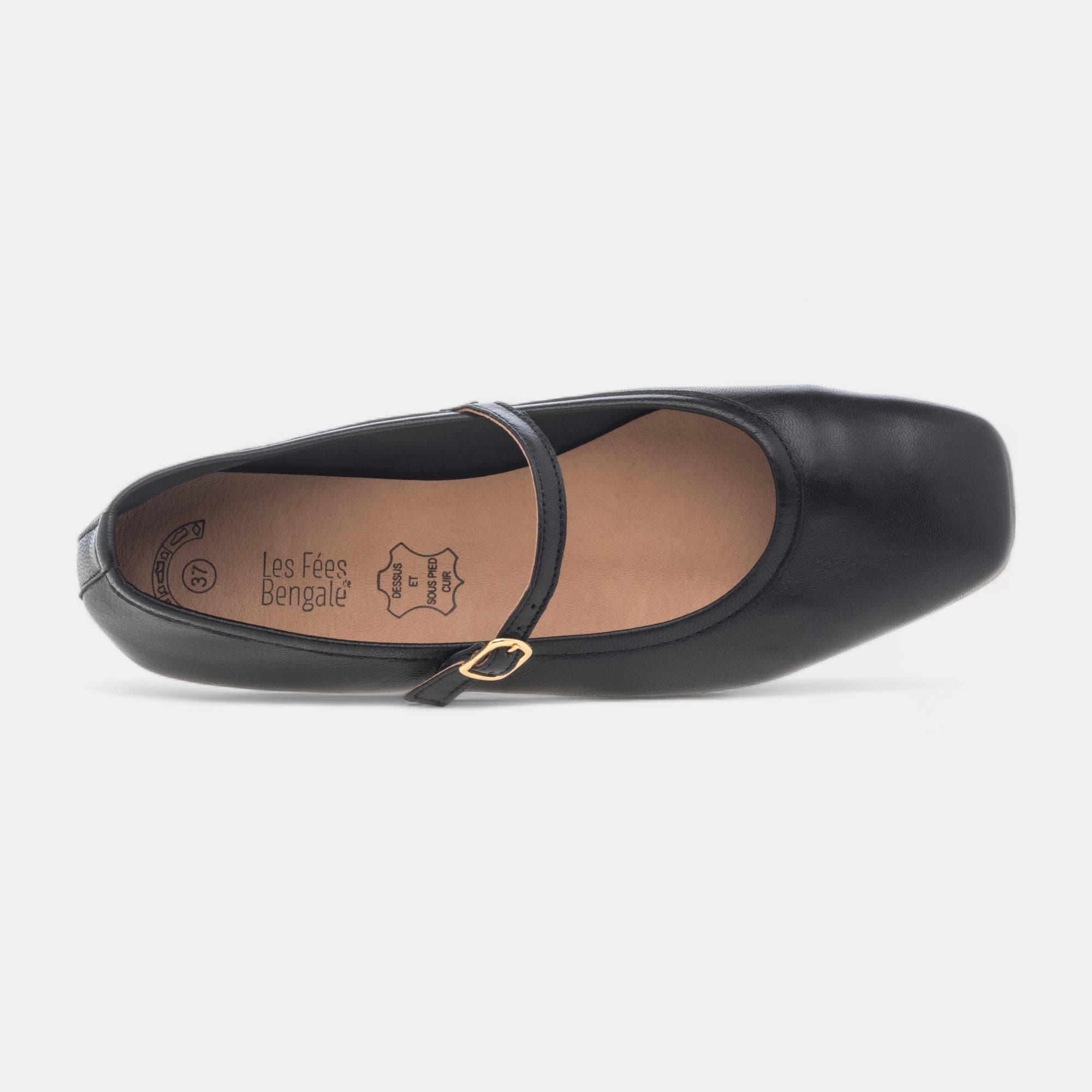 Ballerines Femme en cuir noir