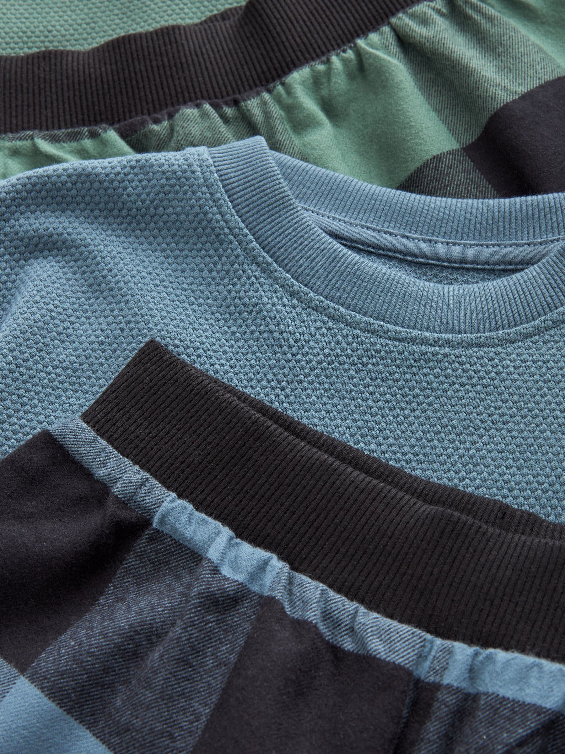 Blauw/Groen/Bruin - Verpakking van 3 geweven geruite pyjama's (3-16 jr)