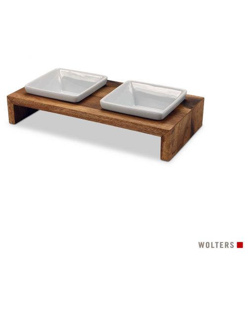 Wolters Foodstation Meshidai Double Teak&Wit - Hondenvoerbak