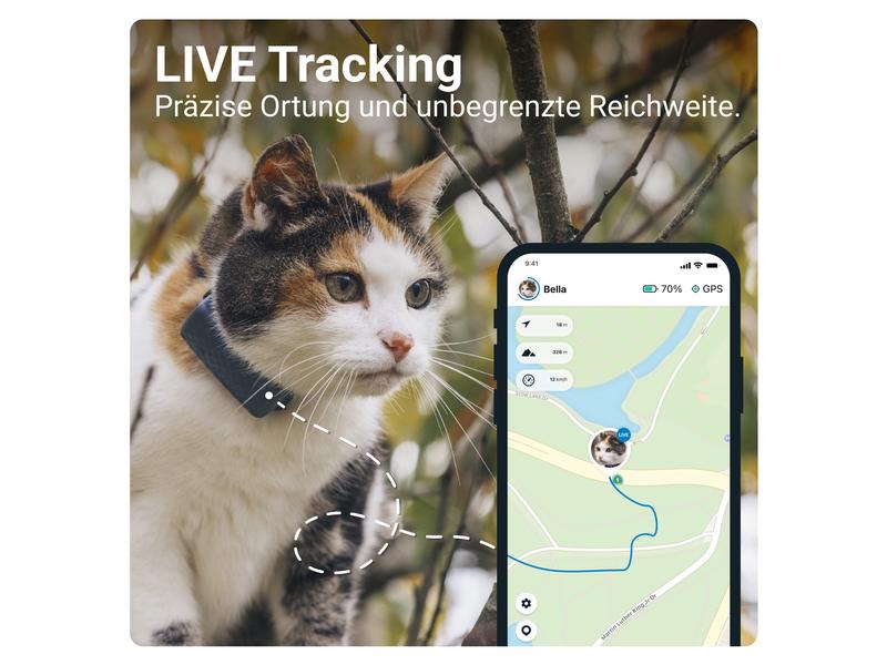 tractive GPS-Tracker CAT Mini LTE, Dunkelblau GPS Tracker für Katzen