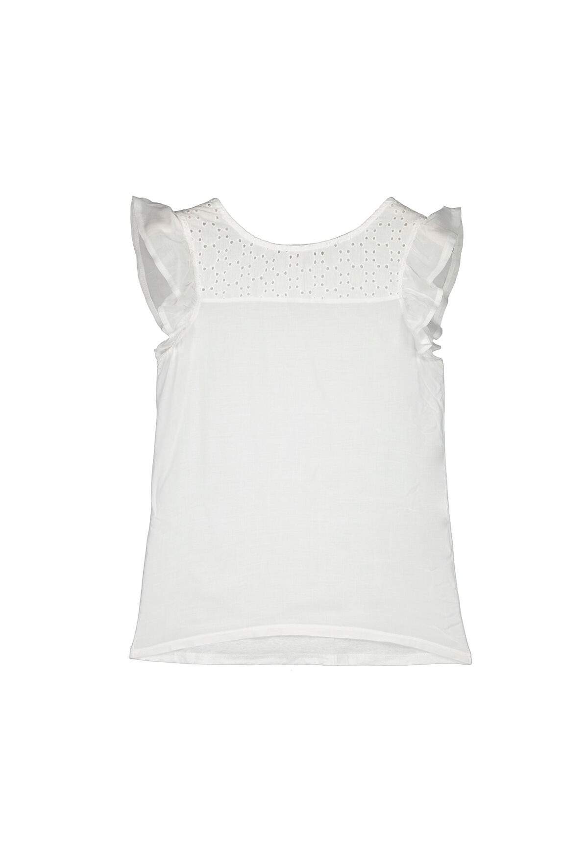 Camiseta bicolor bordada suíça - Branca