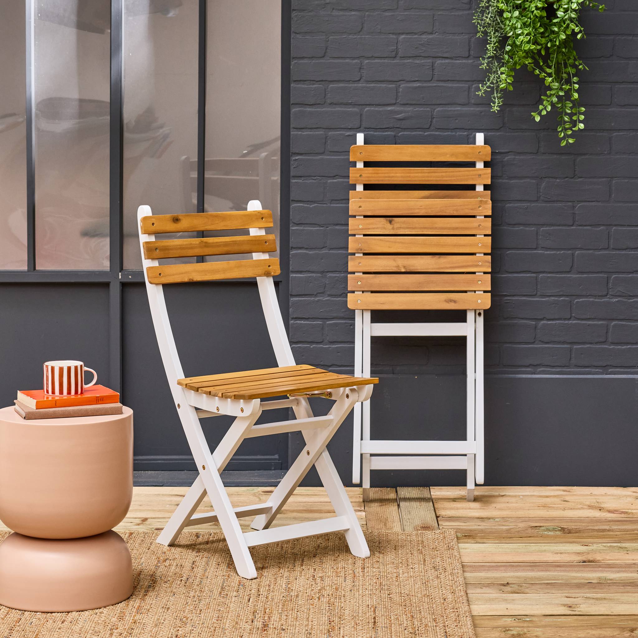 sweeek - Inklapbare acacia tuinstoel (Set van 2)