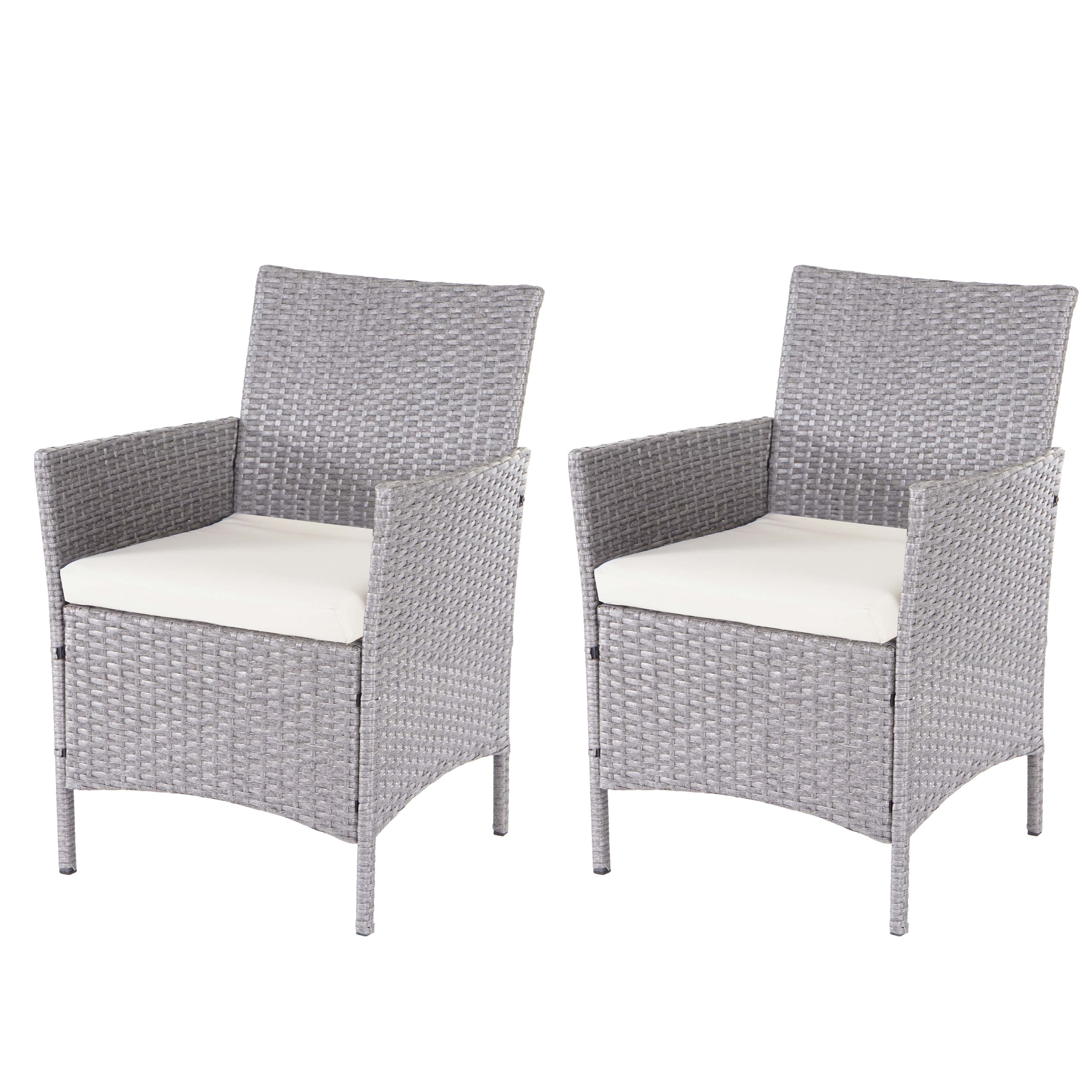 2-1-1 Poly-Rattan Garten-Garnitur Hamar, Sitzgruppe Lounge-Set Sofa ~ grau, Kissen creme