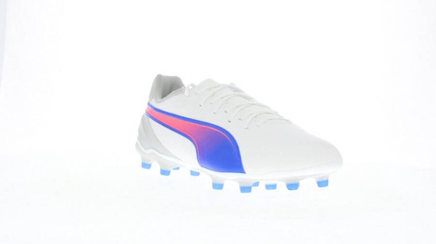 Puma King Match senior voetbalschoenen wit kobaltblauw lichtgrijs