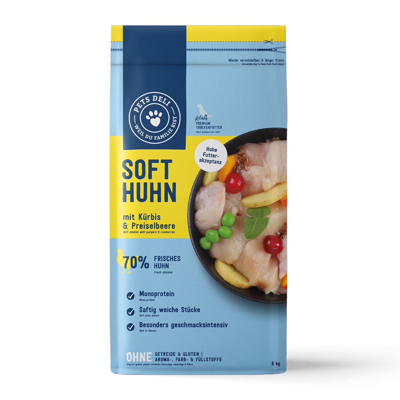 Pets Deli Adult Soft Huhn mit Kürbis & Preiselbeere 6 kg