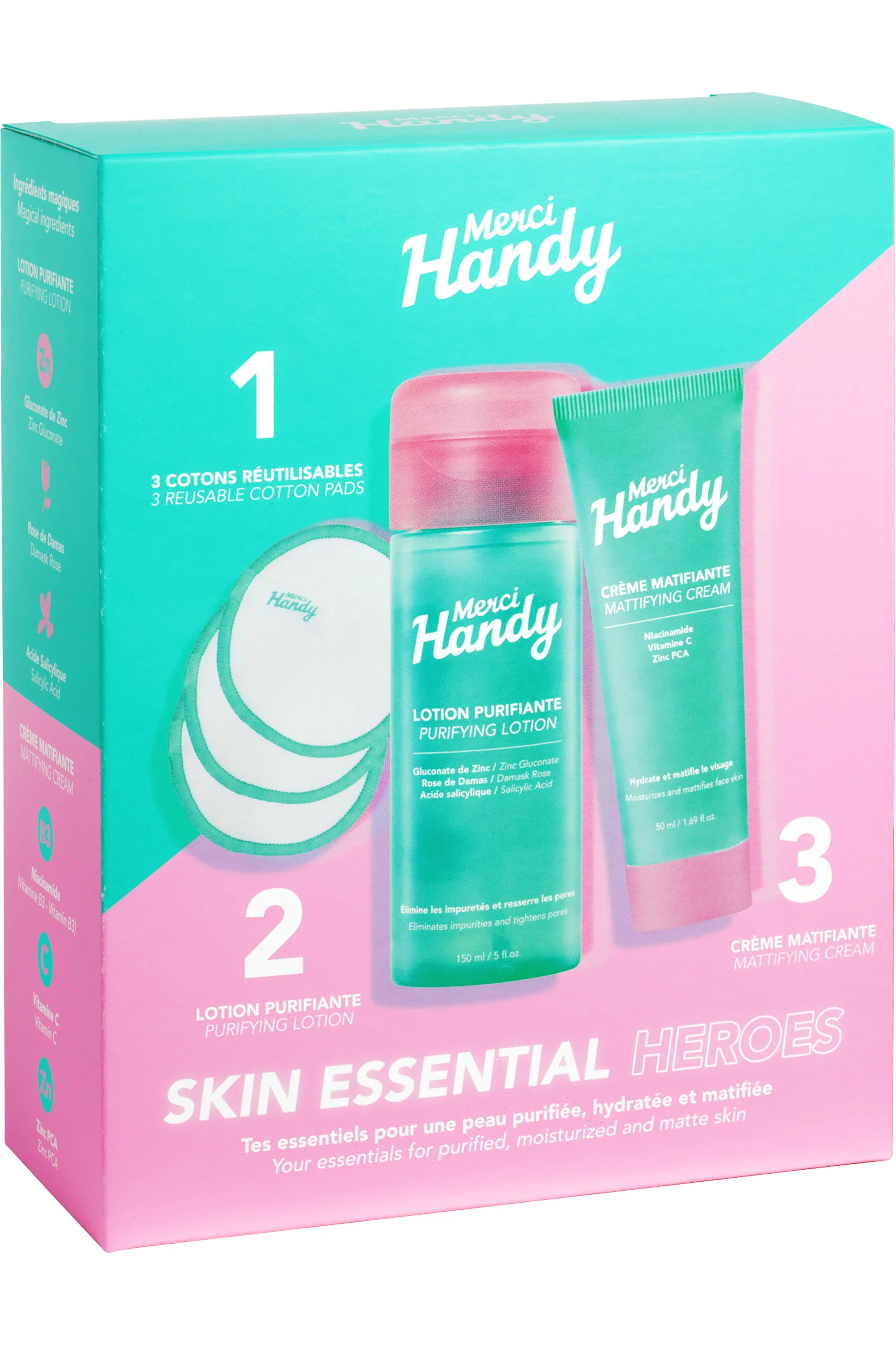 Merci Handy Kit essentiels visage Skin Essential Heroes-200 ml