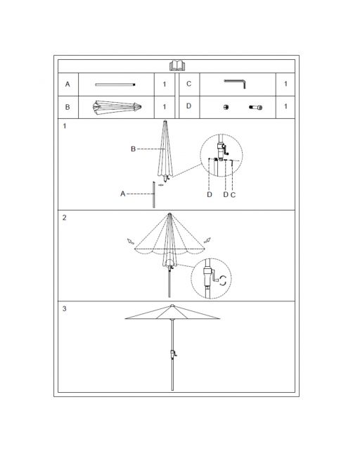 Bestgarden Parasol Aluminium - Tuinmeubelen - Ø3.5 m Zwart