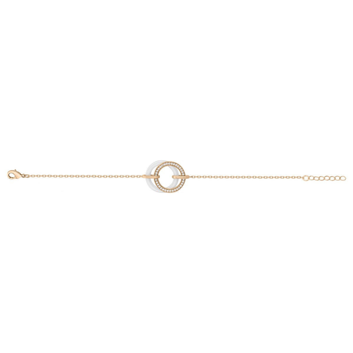 Bracelet souple mono-motif en Plaqué Or avec oxyde de zirconium blanc