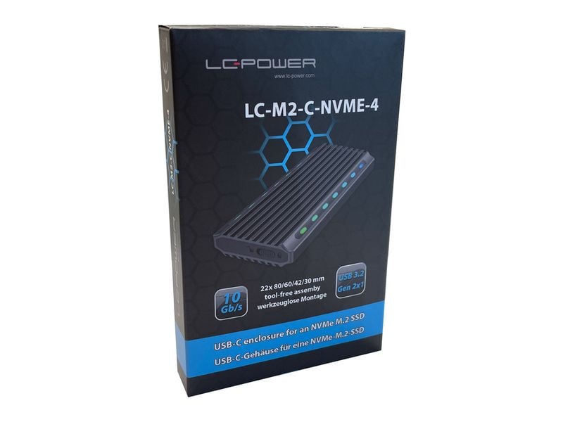 LC-Power Externes Gehäuse LC-M2-C-NVME-4 M.2 Hochwertiges Gehäuse mit RGB-Beleuchtung und USB-C
