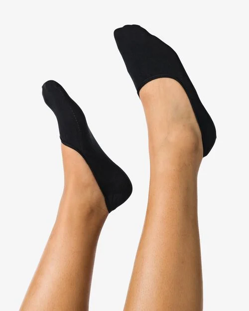 2 paires de socquettes pour sneakers femme avec bambou noir