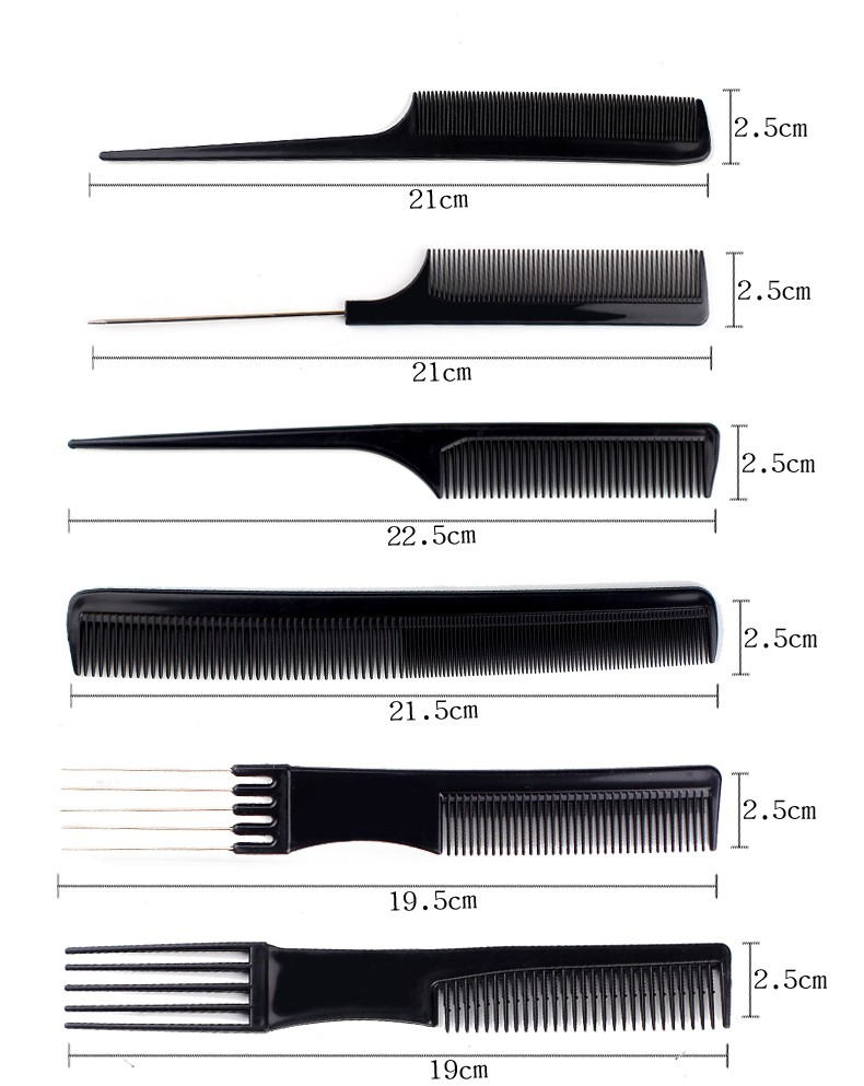 (20-tlg. Set) Antistatische Friseur Kämme Multifunktionales Haar Styling Kit - Schwarz