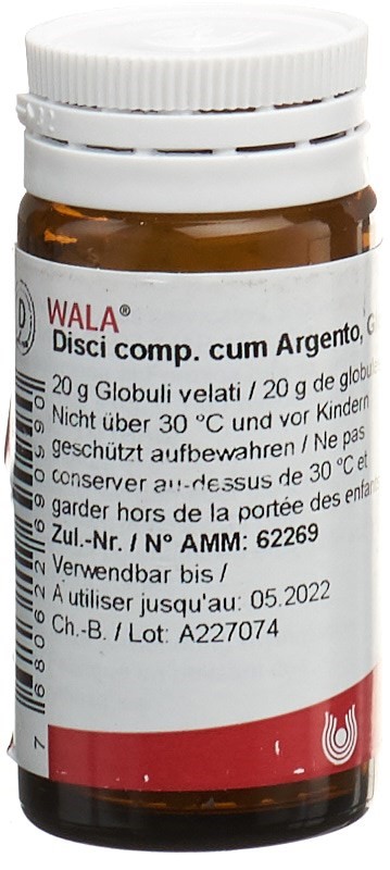 WALA Disci comp. cum Argento<br>20 g, Flasche, Streukügelchen