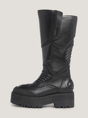 Botas de couro longas para motociclista