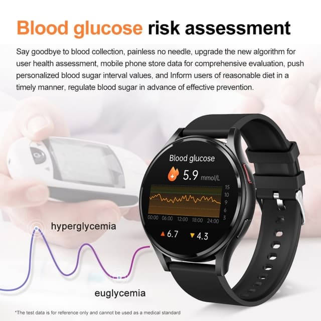 1,43-tommer AMOLED Skærm Smartwatch – EKG, Pulsmåler, Bluetooth-opkald – Sort