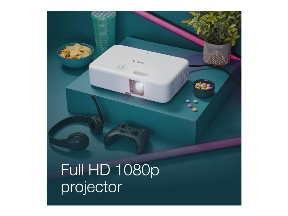 Epson CO-FH02 - 3LCD-projektor - bærbar - 3000 lumen (hvid) - 3000 lumen (farve) - Full HD (1920 x 1080) - 16:9 - 1080p - sort/hvid - Android TV