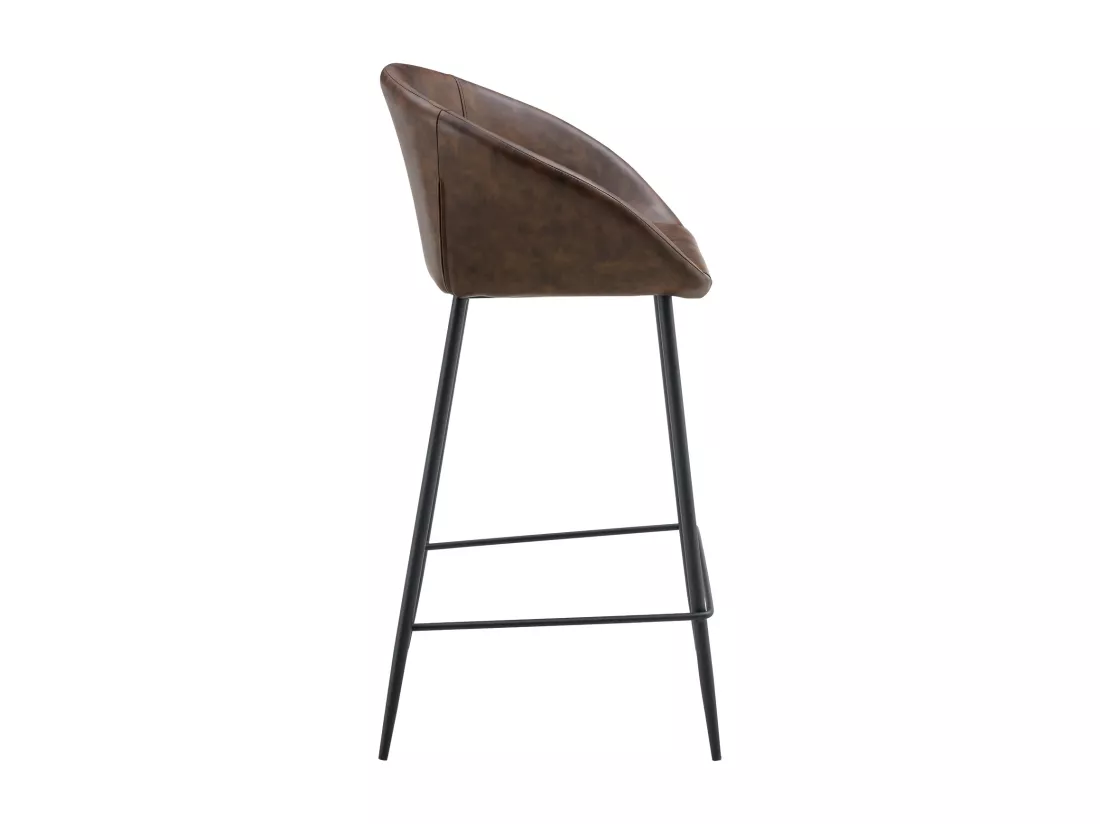 Lot de 2 tabourets de bar en simili marron ACHILLE - HAPPY GARDEN