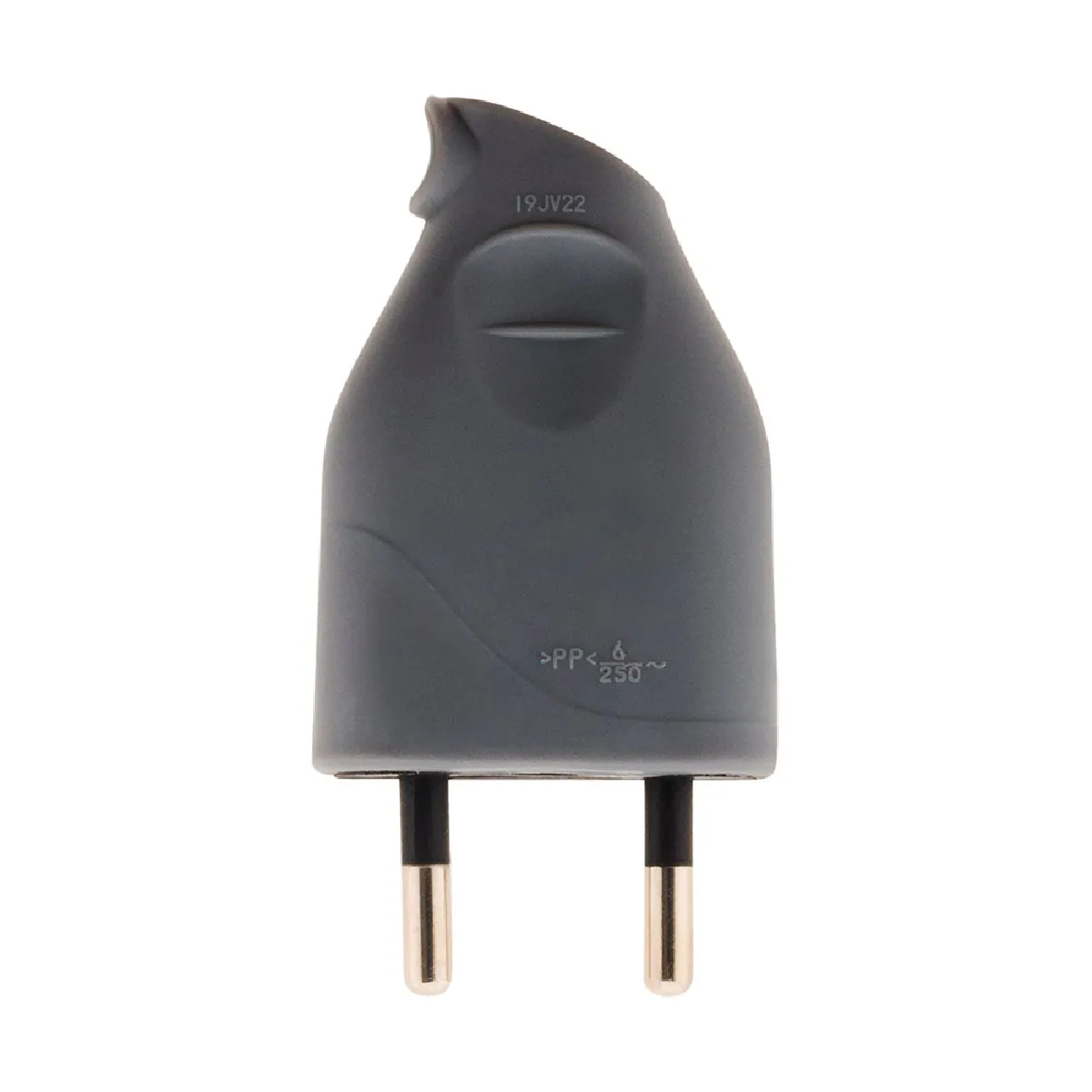 Zenitech Fiche mâle 2P 6A latérale - Lot de 10 - Gris