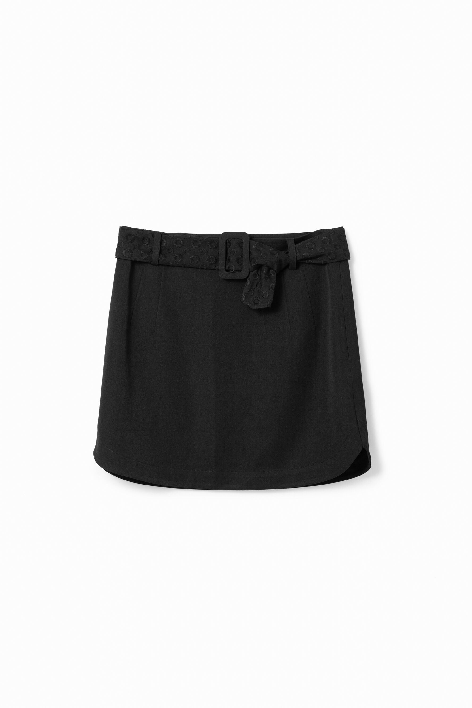 Mini-jupe ceinture broderie