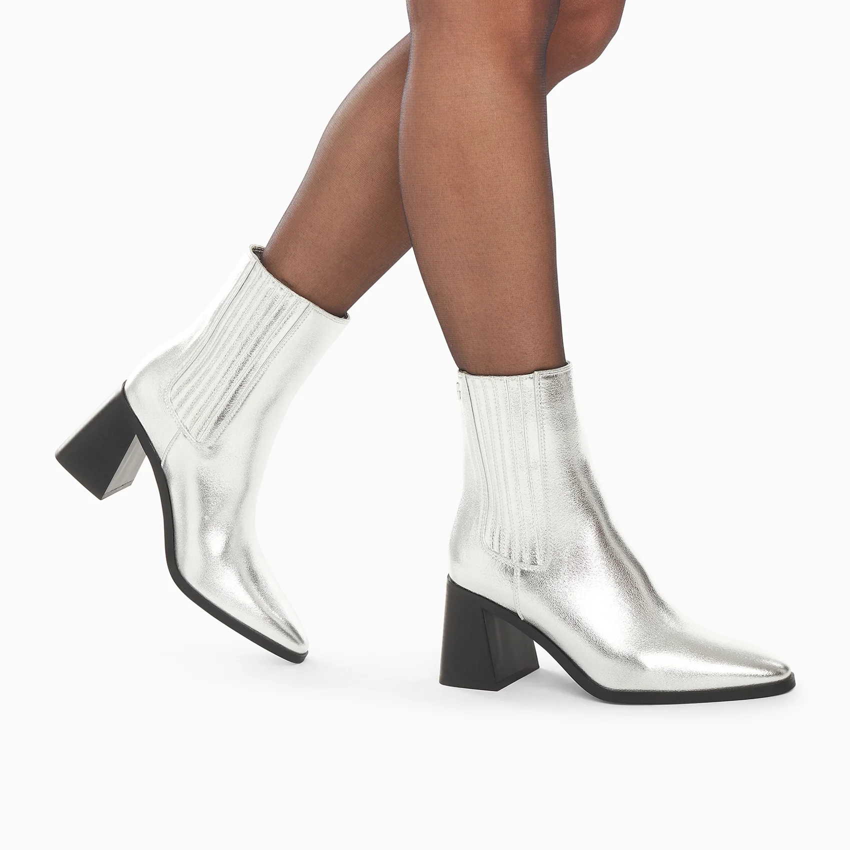 Bottines-Bottines montantes Taylor argent à talon trapèze