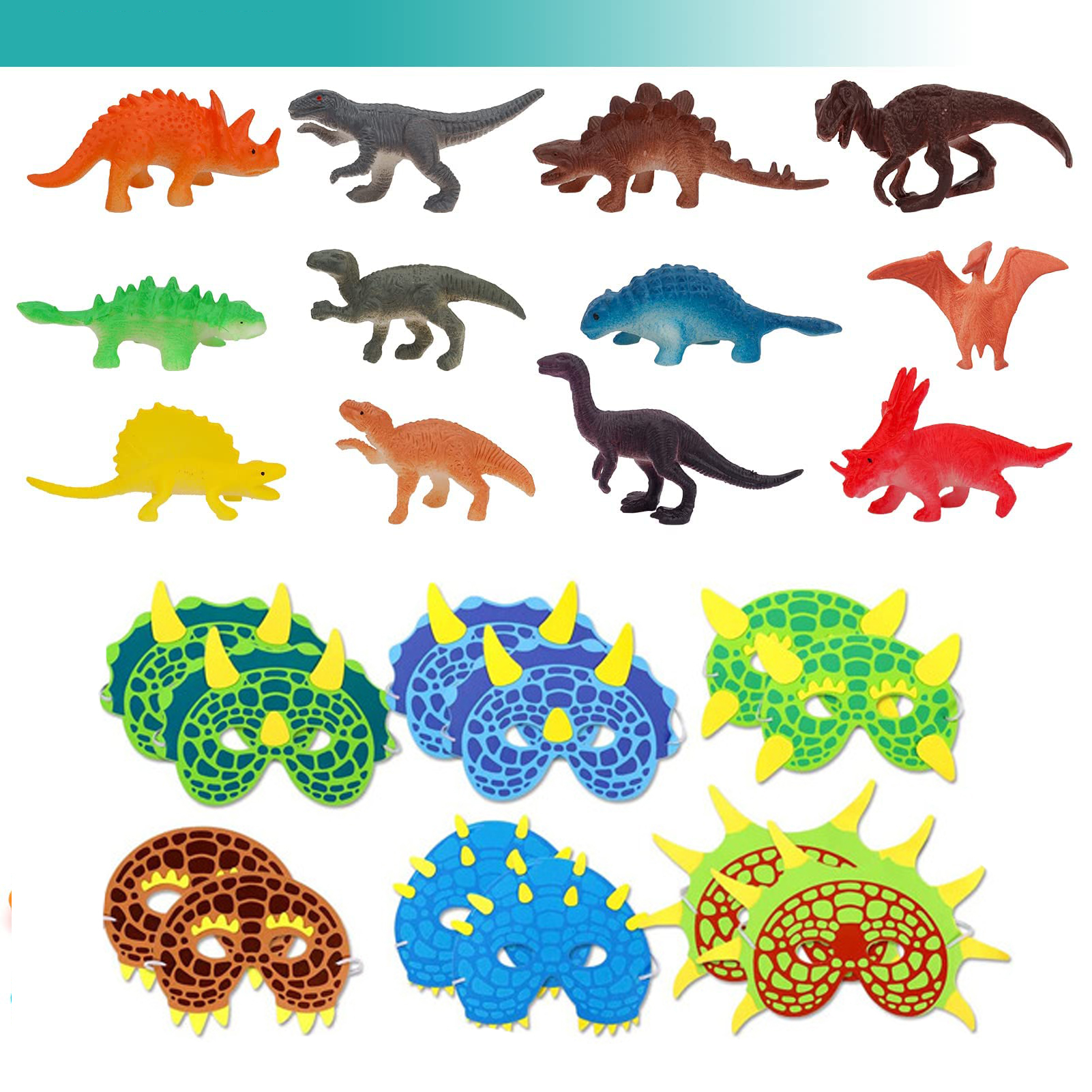 (125-tlg. Set) Party Geschenke Kinder Geburtstag Mitgebsel Armbänder / Sticker / Anhänger / Tüten / Masken / Figuren Mitbringsel - Dinosaurier