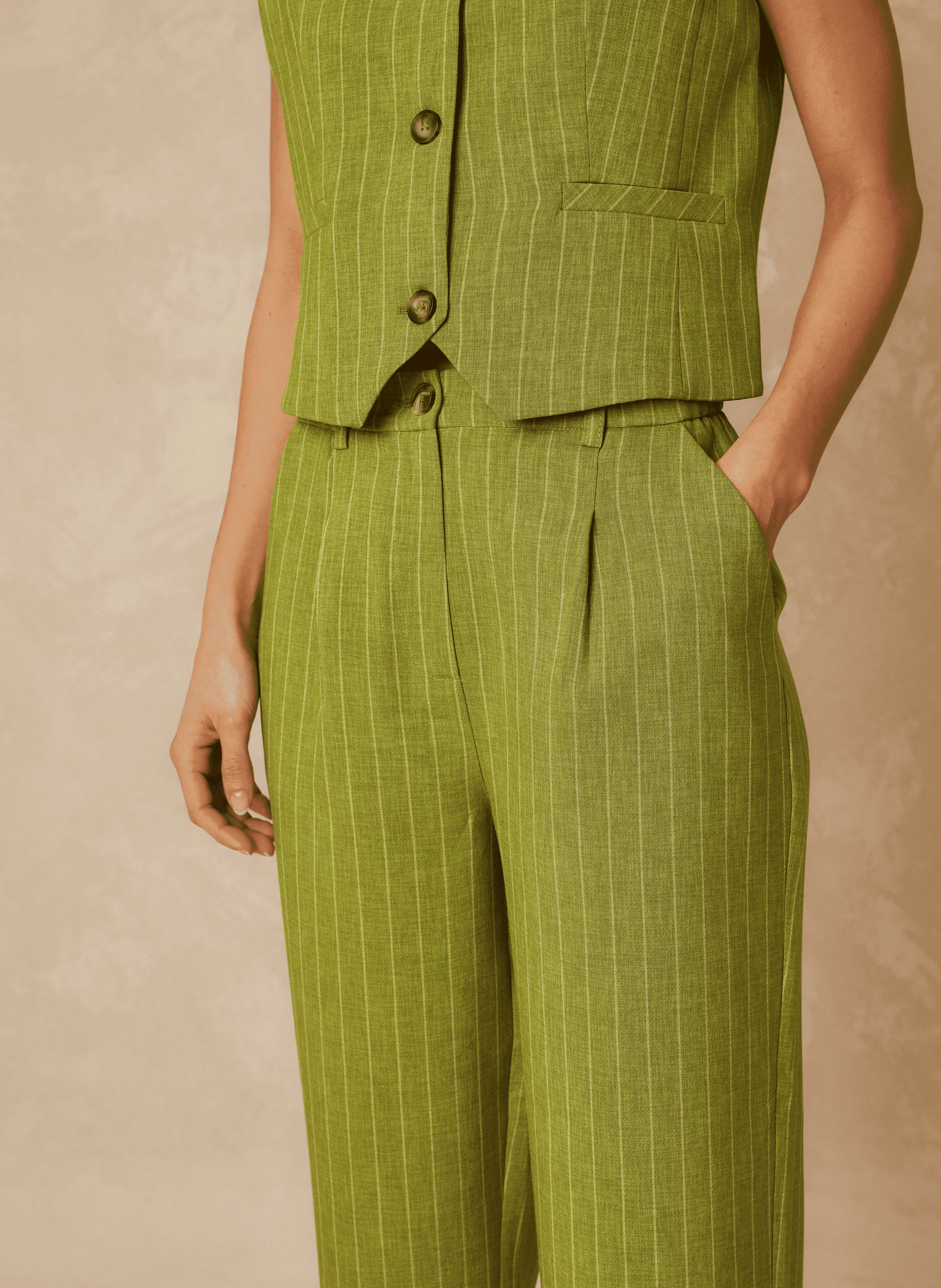 JARED - Pantalon à pinces à rayures | Vert