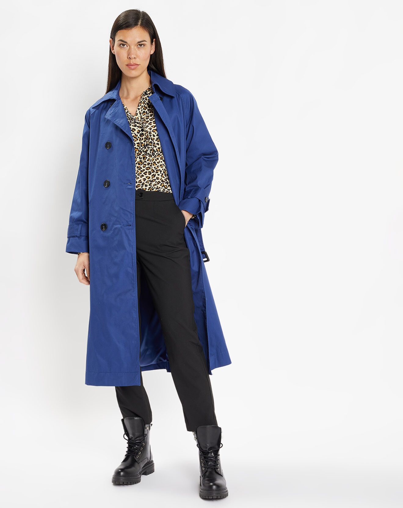 Galeries Lafayette Imperméable en Coton Bio Marius Oversize bleu