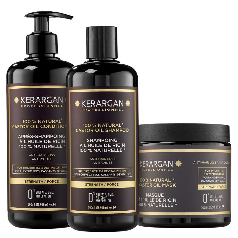 Kerargan - Anti-Haarausfall Duo Shampoo, Conditioner & Maske Rizinusöl