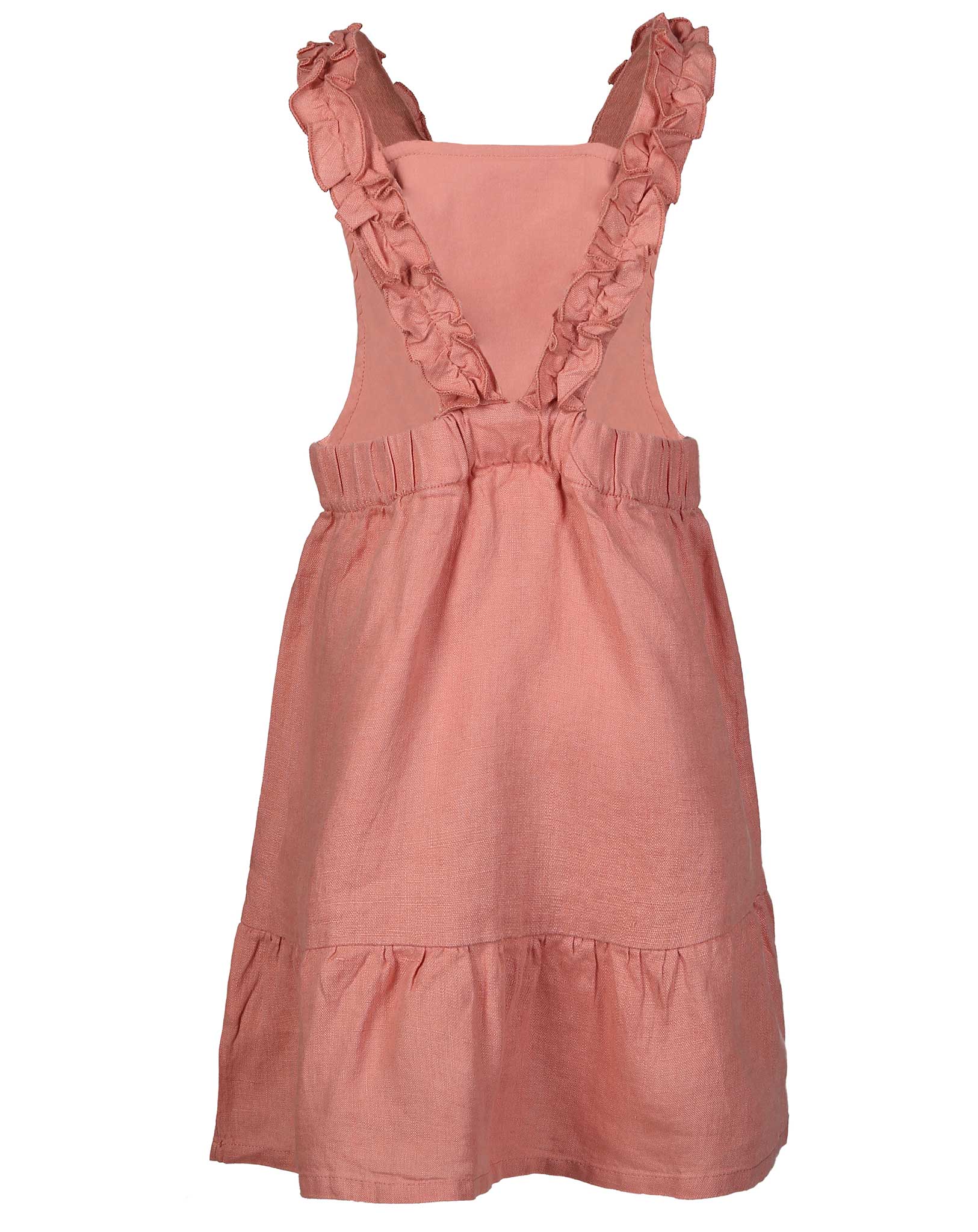 Leinen-Trägerkleid RUFFLES in koralle