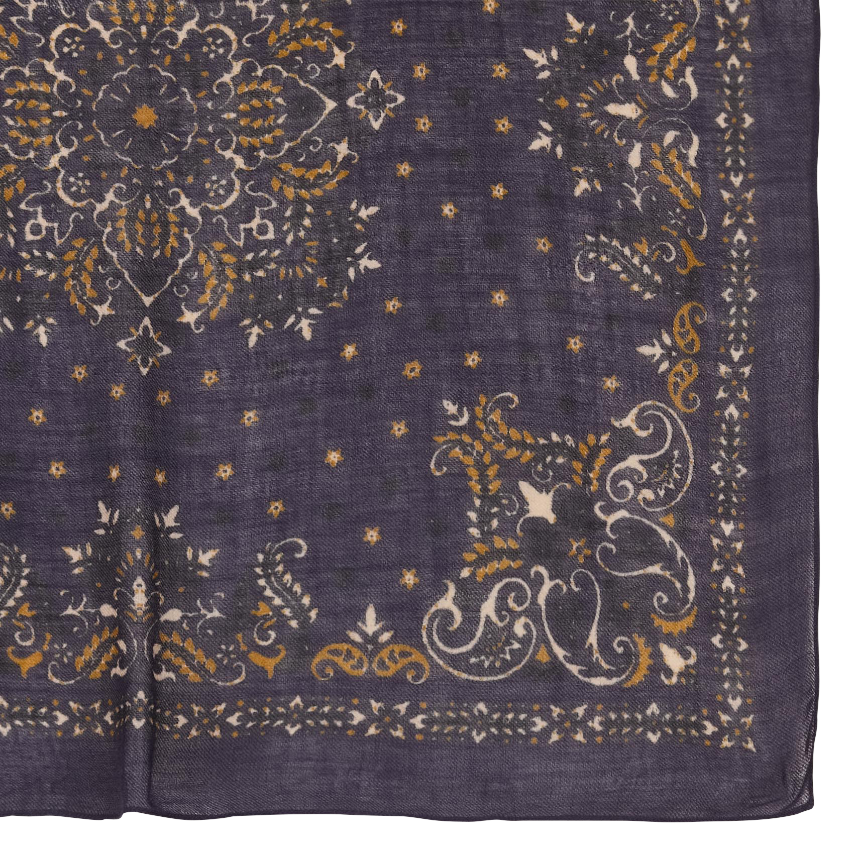 Foulard imprimé en laine | Bleu
