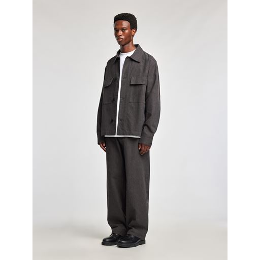Annarr Harki Pinstripe Overshirt, Dark Gull Gray, XL