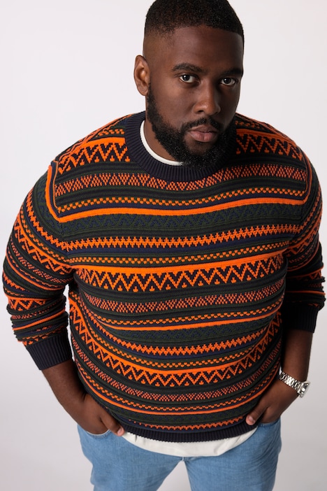 STHUGE Pullover, Strick-Muster, Rundhals, bis 8 XL